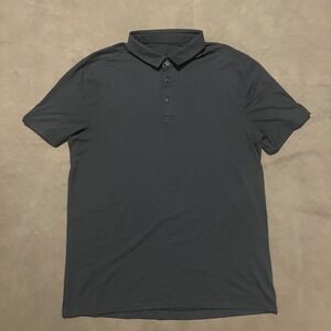 Lululemon Evolution Golf Polo Shirt Mens L Stretch Performance Fit Striped Navy‎